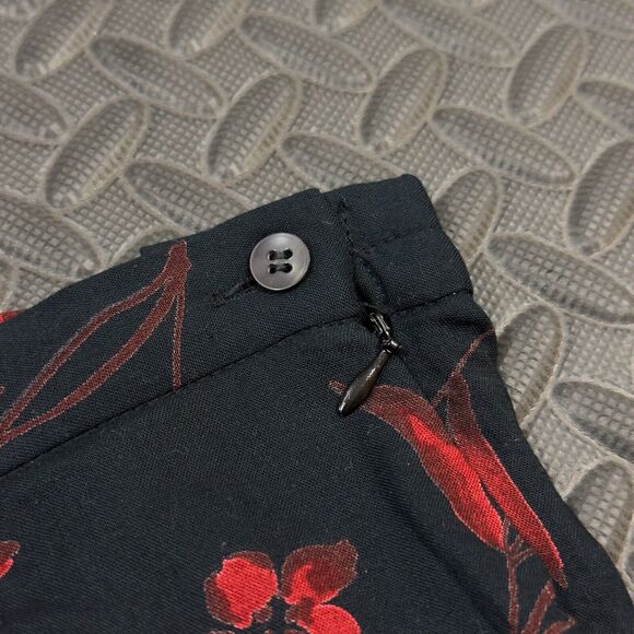 Coldwater Creek Pants Womens Large Black Red Floral Lightweight Side Zip - Picture 5 of 8